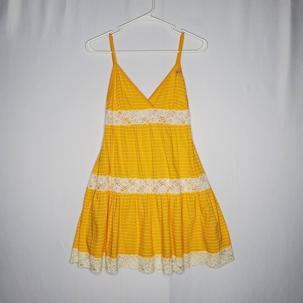 Vintage Pink Victorias Secret Tiered Lace Jersey Babydoll Dress University Y2K